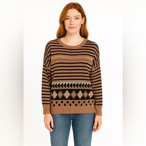 Moonlight Striped argyle sparkly oversized lightweight sweater